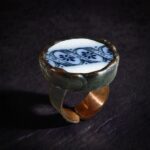 Кольцо фрагмент винтажного фарфора Орнамент — изображение 3