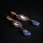 Серьги из фрагмента винтажного фарфора Бохо-шик синий — изображение 2