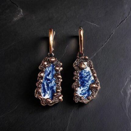 Серьги ручной работы из фарфора, апсайклинг, бижутерия как натуральный камень