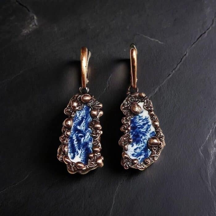 Серьги ручной работы из фарфора, апсайклинг, бижутерия как натуральный камень