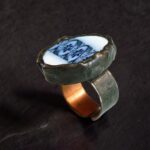 Кольцо фрагмент винтажного фарфора Орнамент — изображение 2