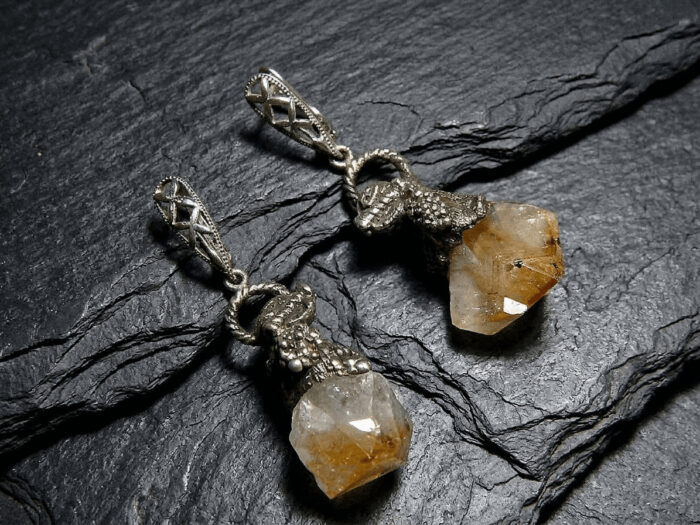 Серьги с кристаллами цитрина Желтый кристалл — изображение 3