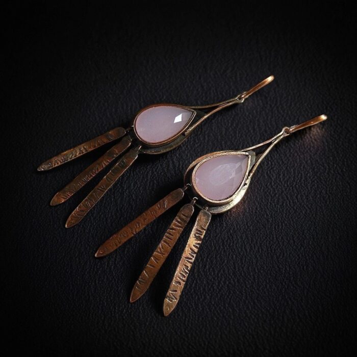 Серьги с розовым кварцем — изображение 3