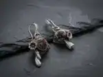 Серьги с гранатом из меди с серебрением — изображение 2