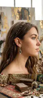 Серьги с гранатом из меди с серебрением — изображение 5